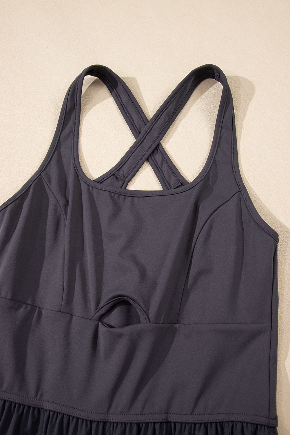 Carbon Grey Back Crossed Straps Hollow Out Jogger Jumpsuit - loveforevers