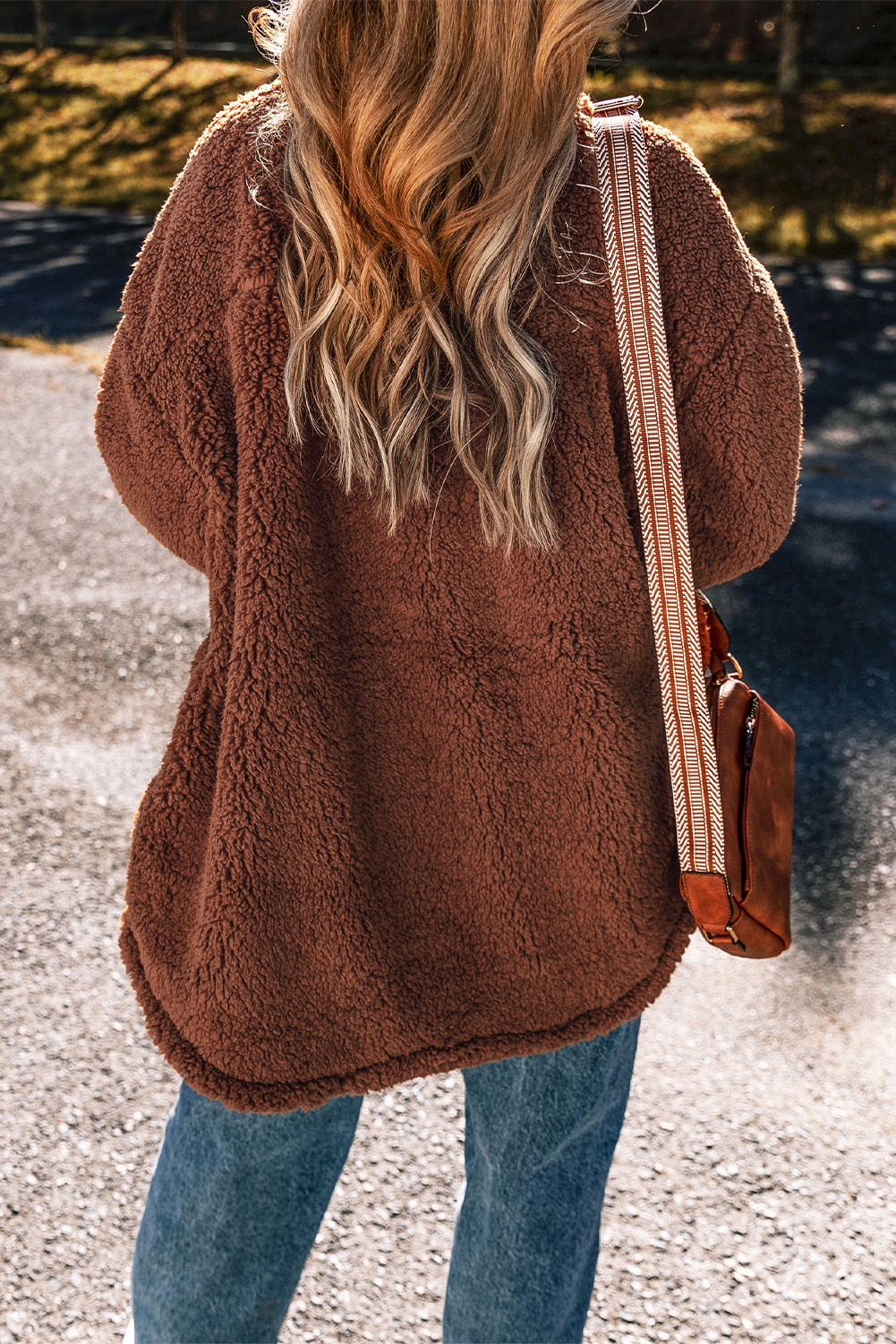 Red Clay Faux Shearling Teddy Bear Jacket - loveforevers