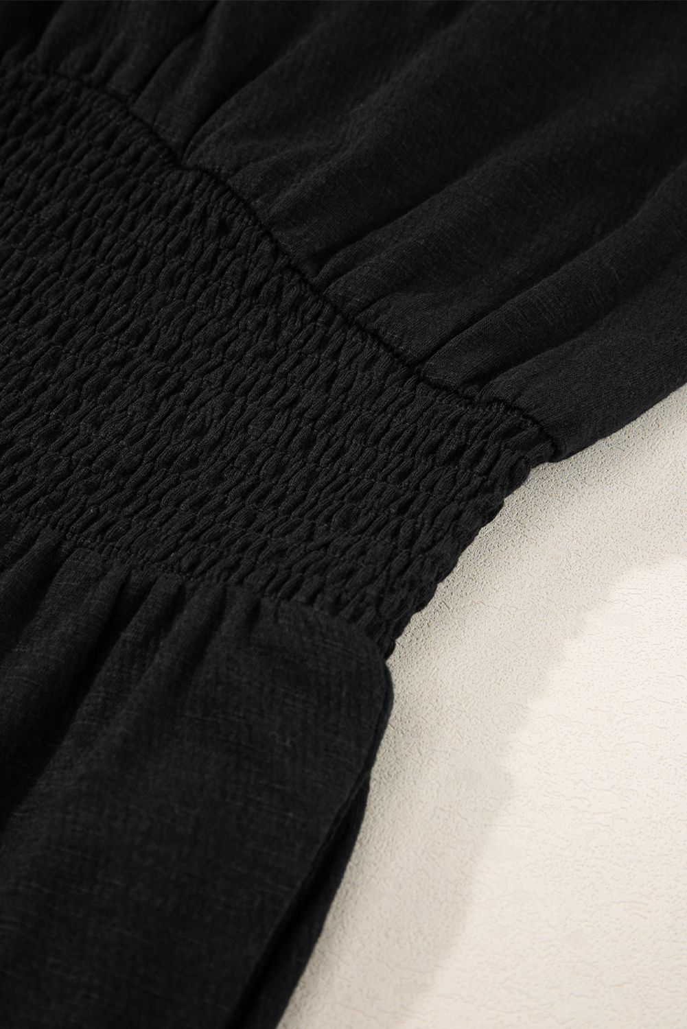 Black Shirred High Waist Sleeveless V Neck Jumpsuit - loveforevers