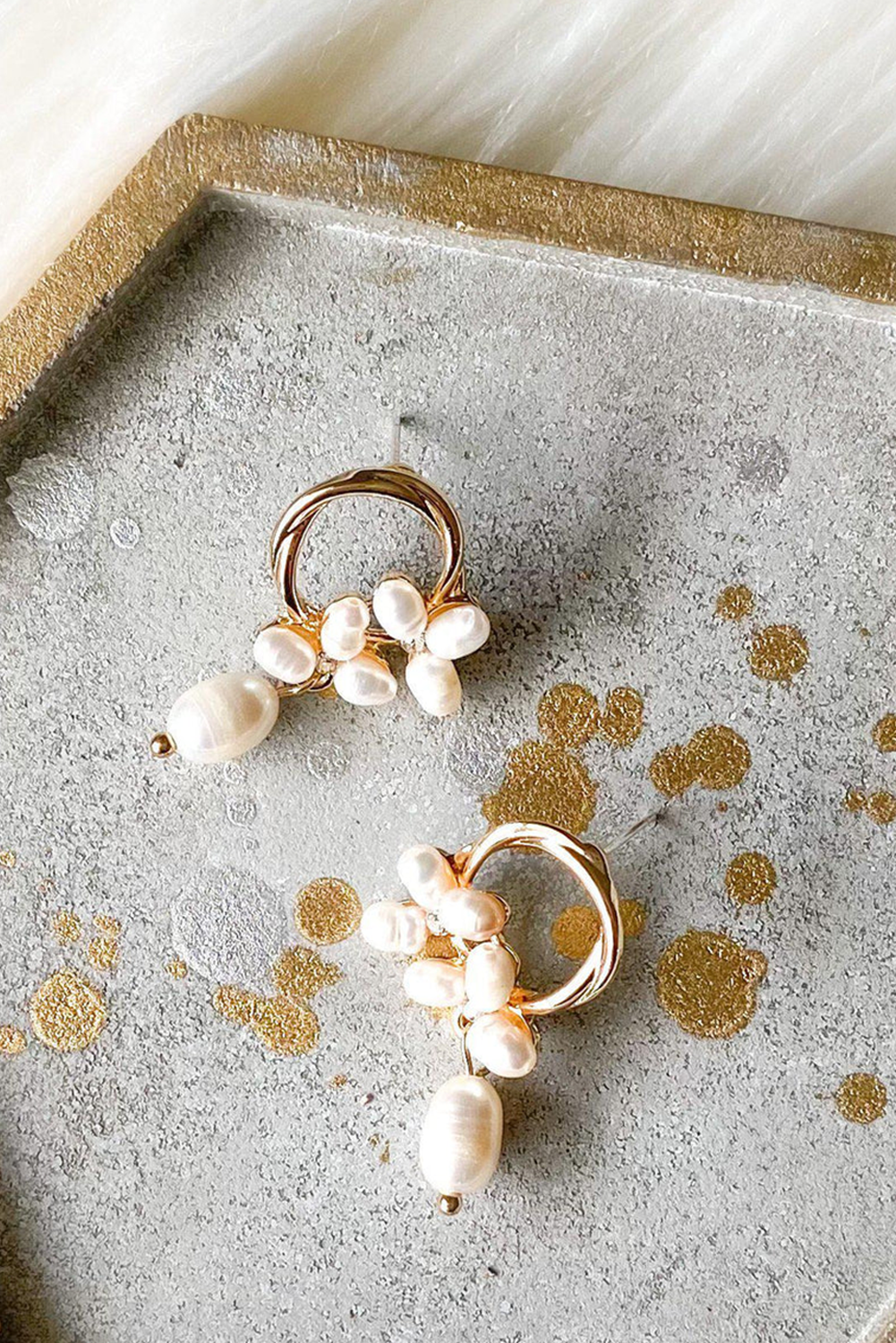 Gold Plated Hoop Pearl Casual Wear Stud Earring - loveforevers