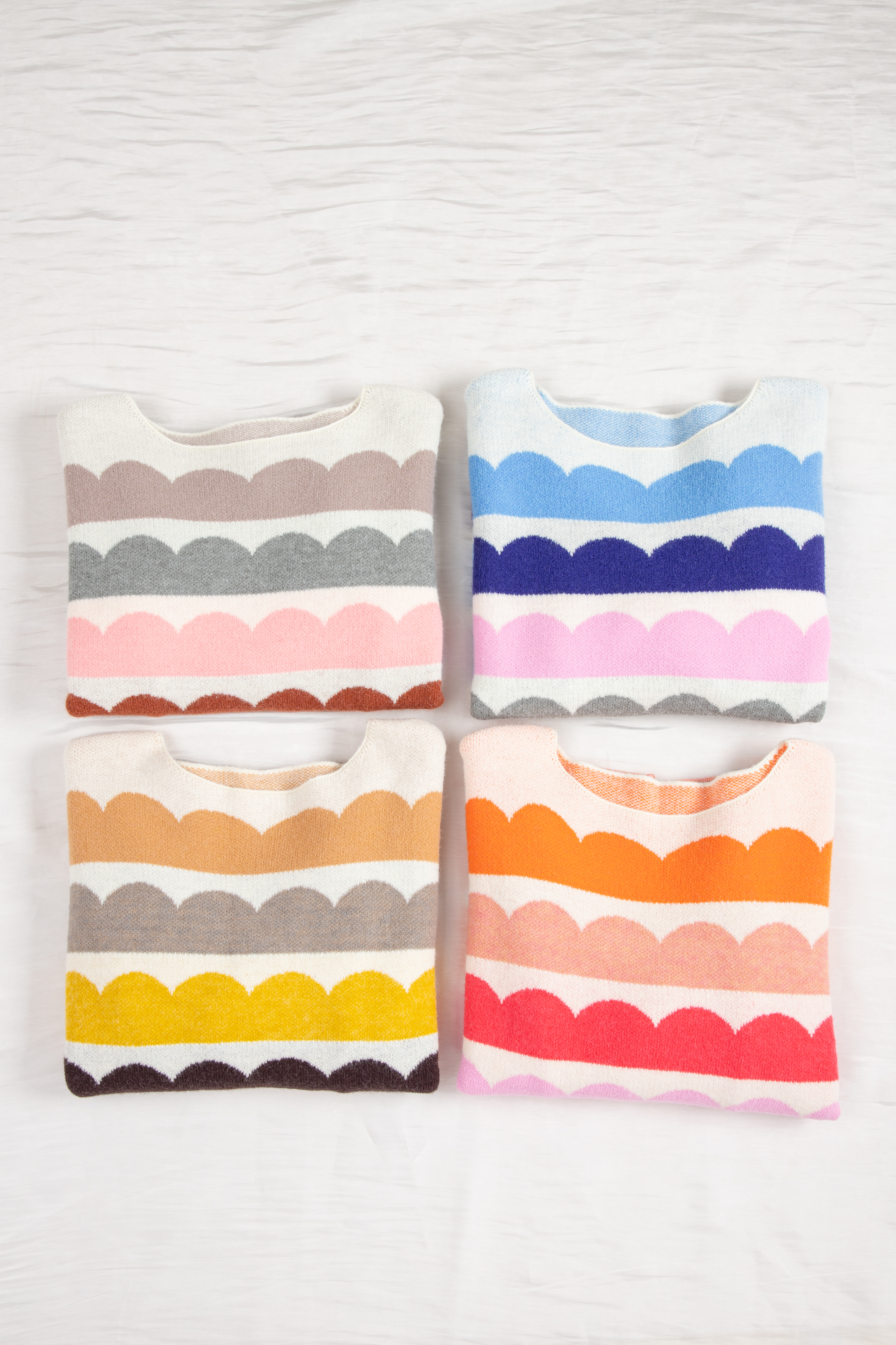 Rose Red Wave Striped Balloon Sleeve Drop Shoulder Sweater - loveforevers