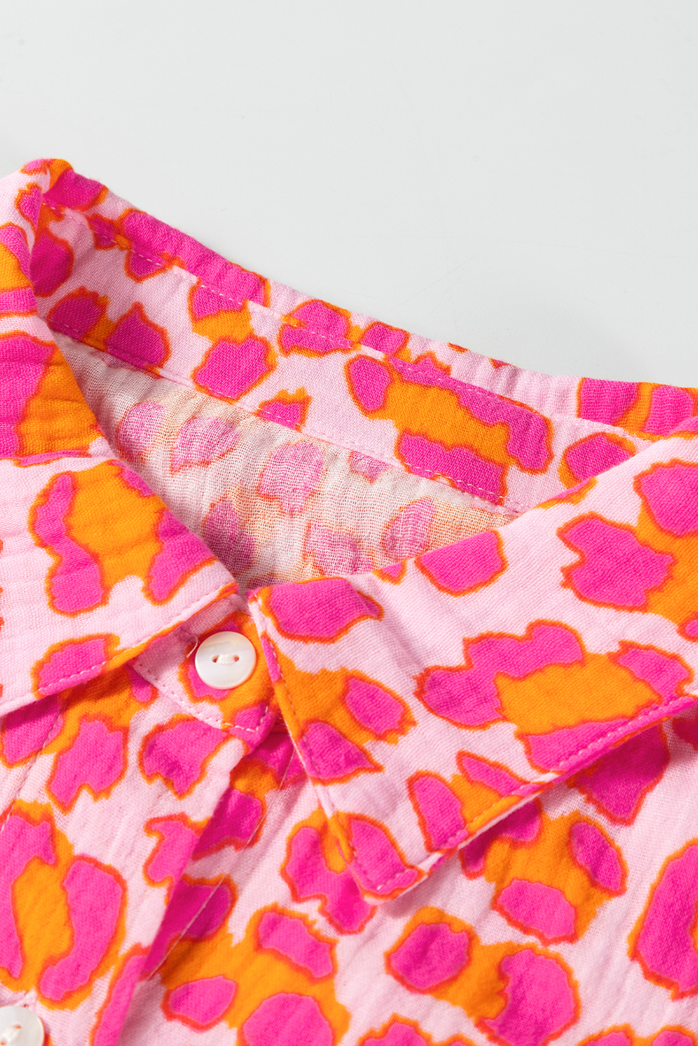 Rose Leopard Printed Button Up Loose Shirt - loveforevers