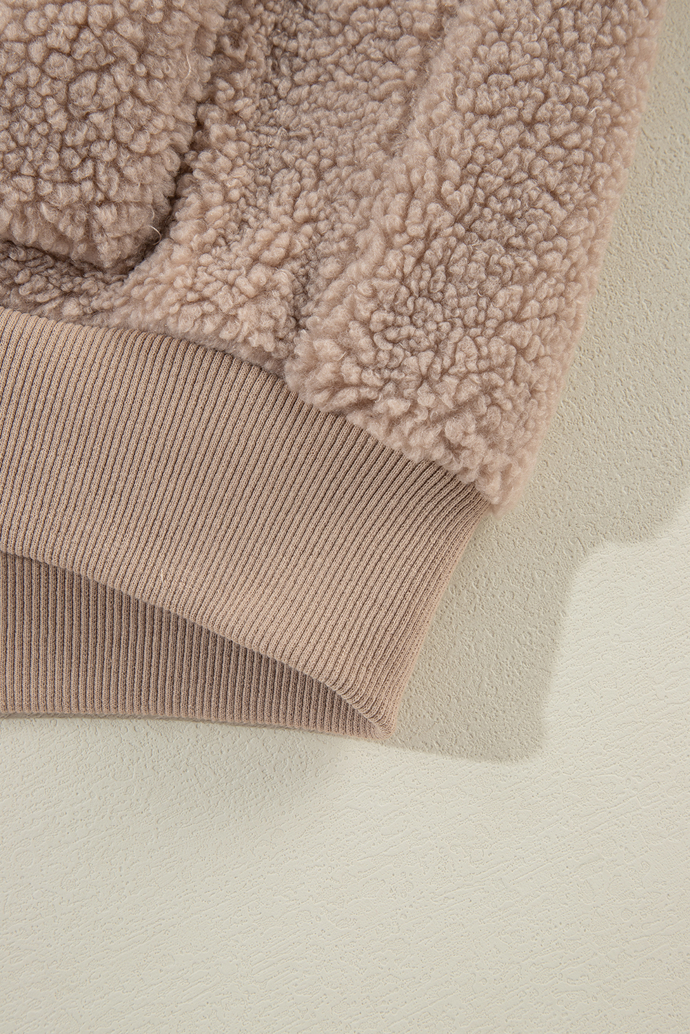 Light French Beige Zipper Pocketed Winter Fuzzy Jacket - loveforevers