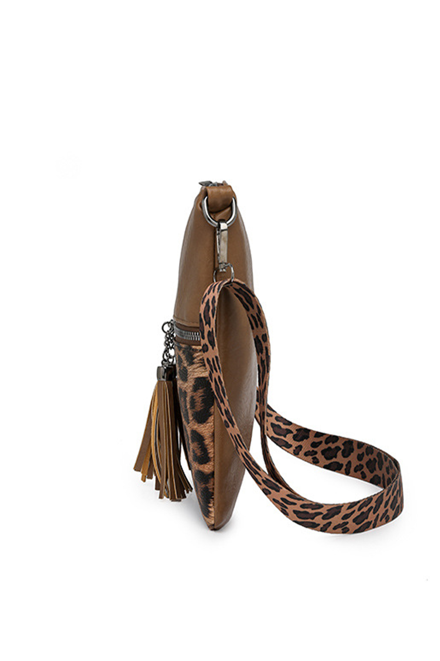 Coffee Leopard Contrast PU Leather Single Shoulder Mini Bag - loveforevers