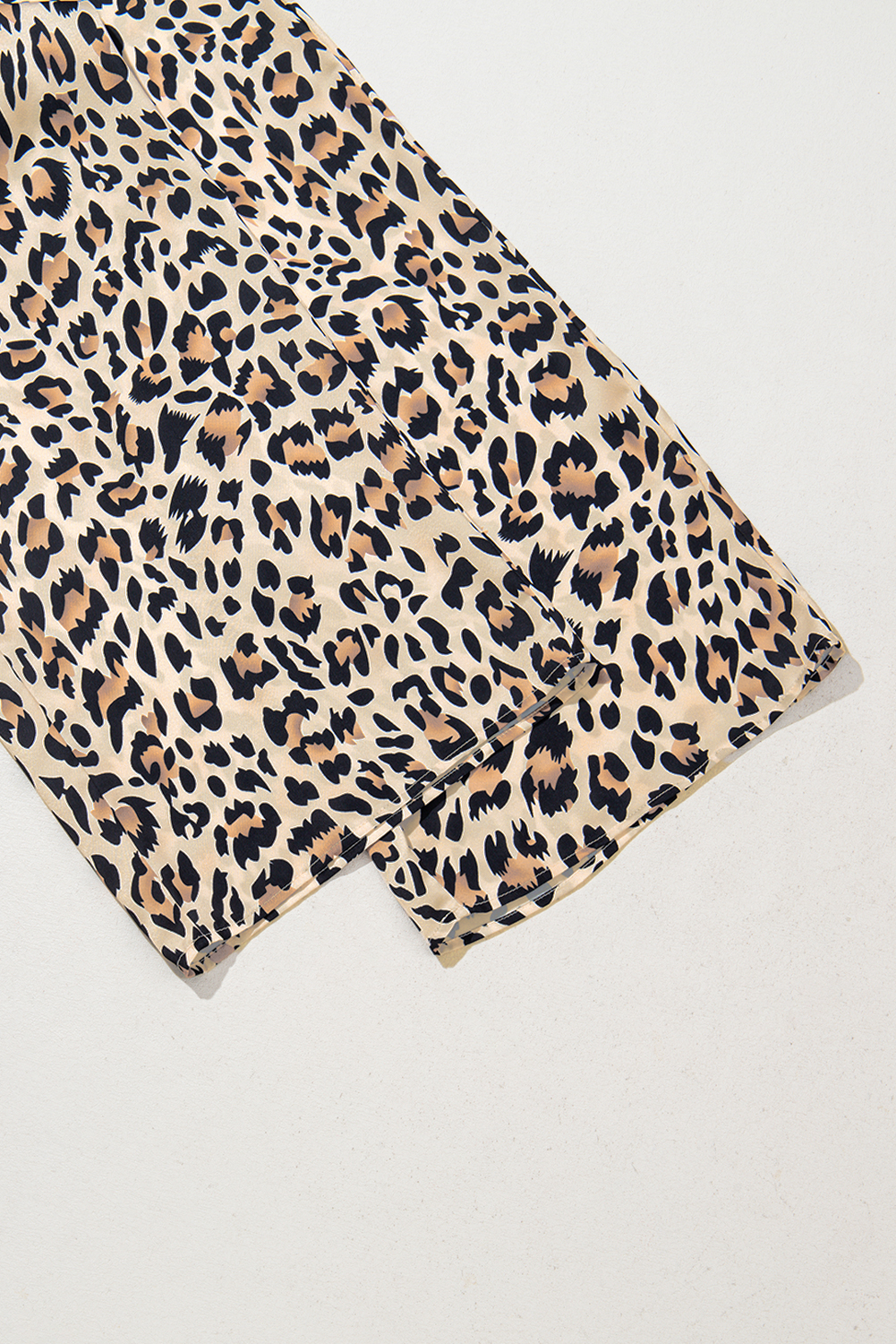 Parchment Leopard Drawstring Elastic Waistband Flowy Wide Leg Pants - loveforevers