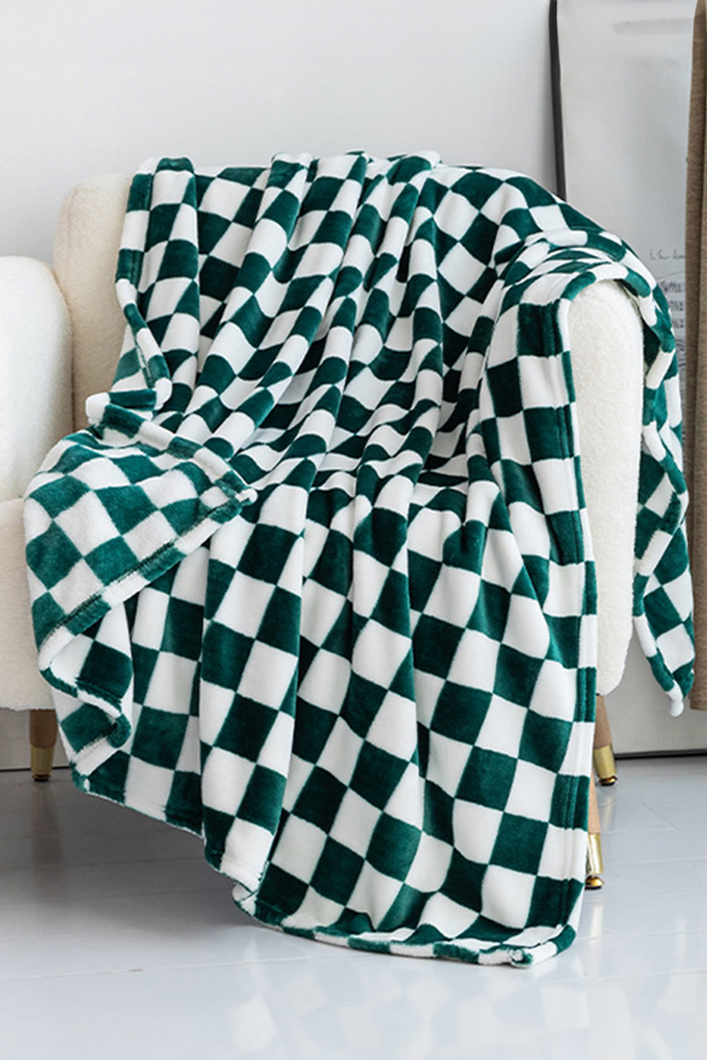 Yellow Checkerboard Printed Soft Throw Blanket 120*200cm - loveforevers