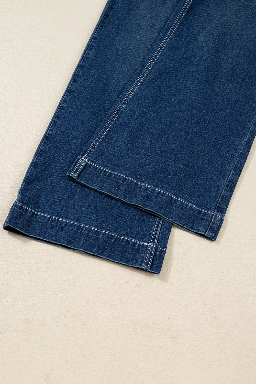 Sail Blue Stitched Waist Detail Loose Cuffed Jeans - loveforevers