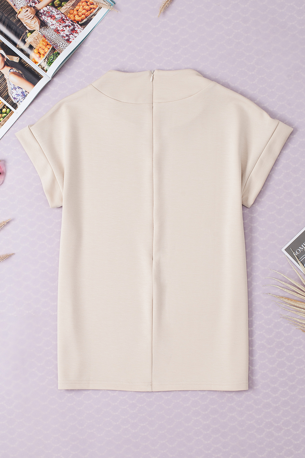 Oatmeal Plain Crew Neck Loose Fit Casual Top - loveforevers