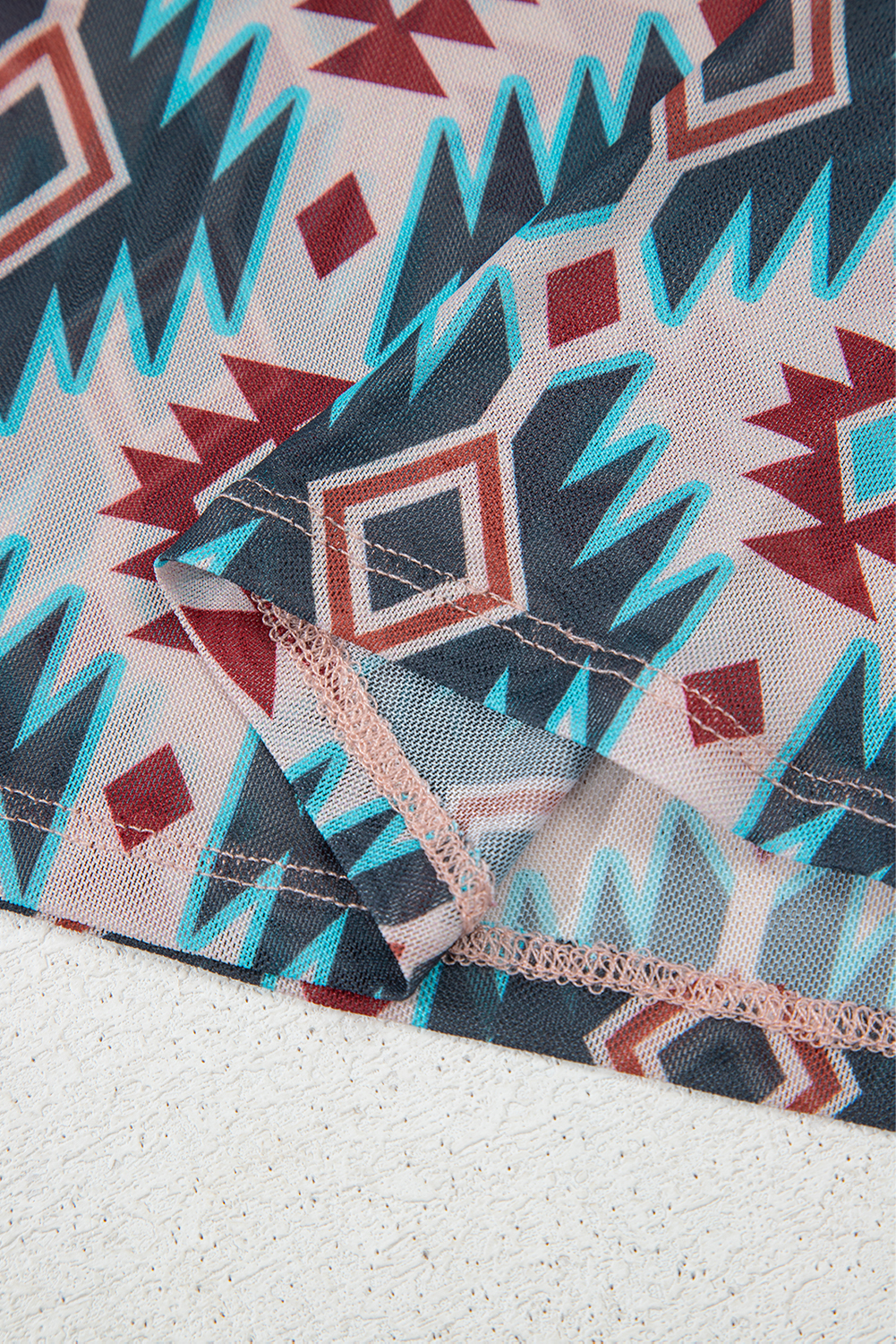 Blue Western Aztec Print Mesh Slim T Shirt - loveforevers