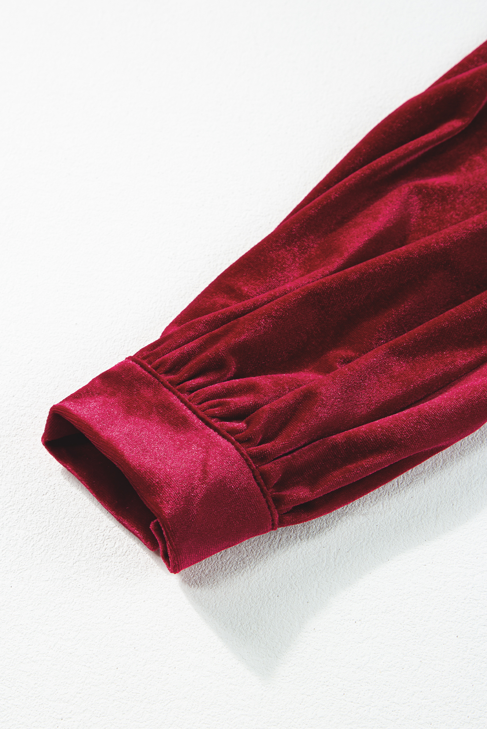 Dearlove Racing Red Velvet Buttoned Puff Sleeve V Neck Split Midi Dress - loveforevers