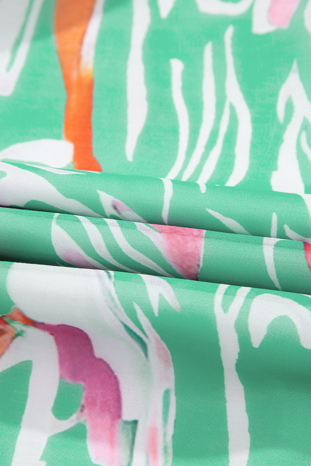 Green Tropical Boho Print Puff Sleeve Square Neck Loose Plus Blouse - loveforevers