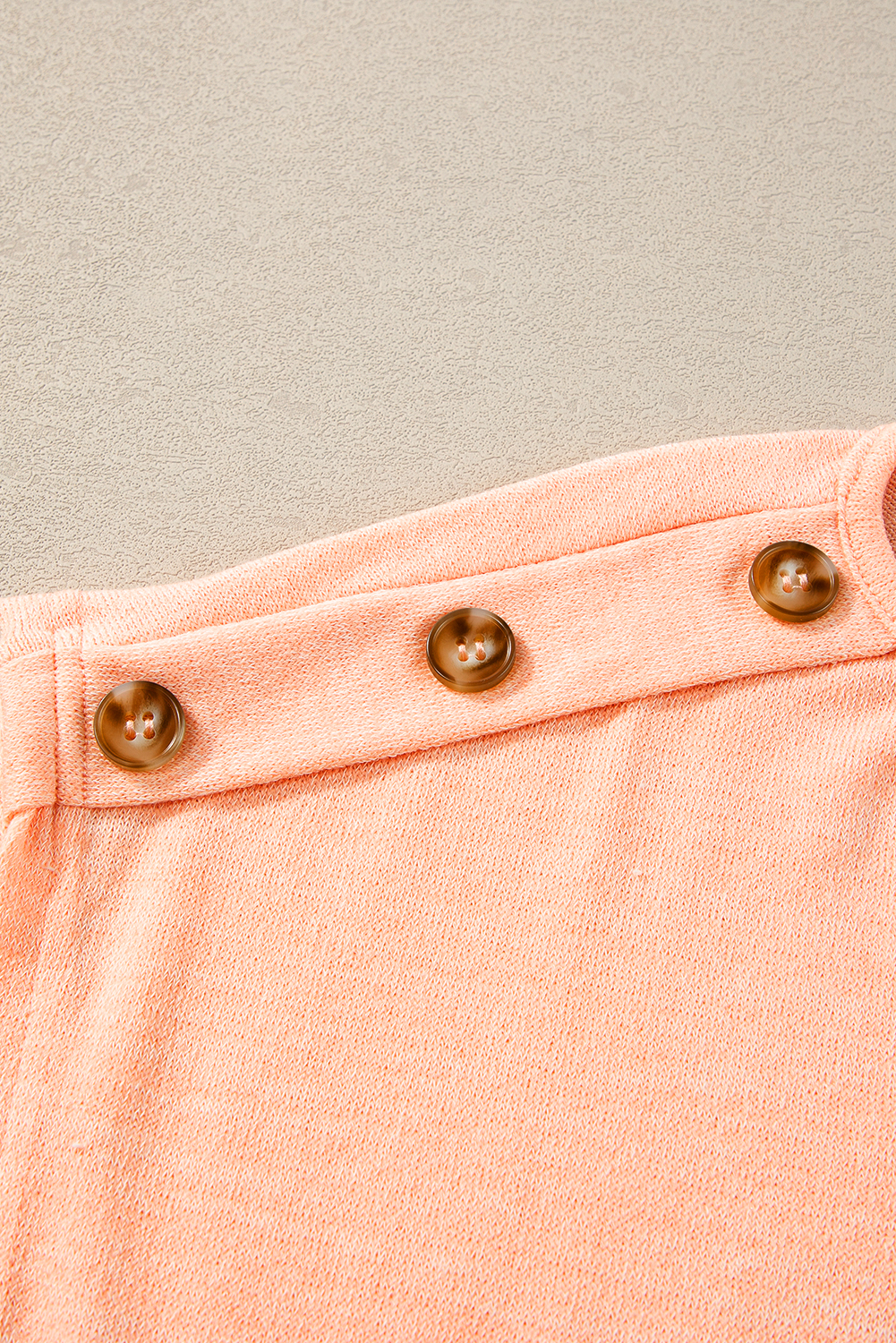 Apricot Pink Button Detail Batwing Sleeve Casual Tee - loveforevers