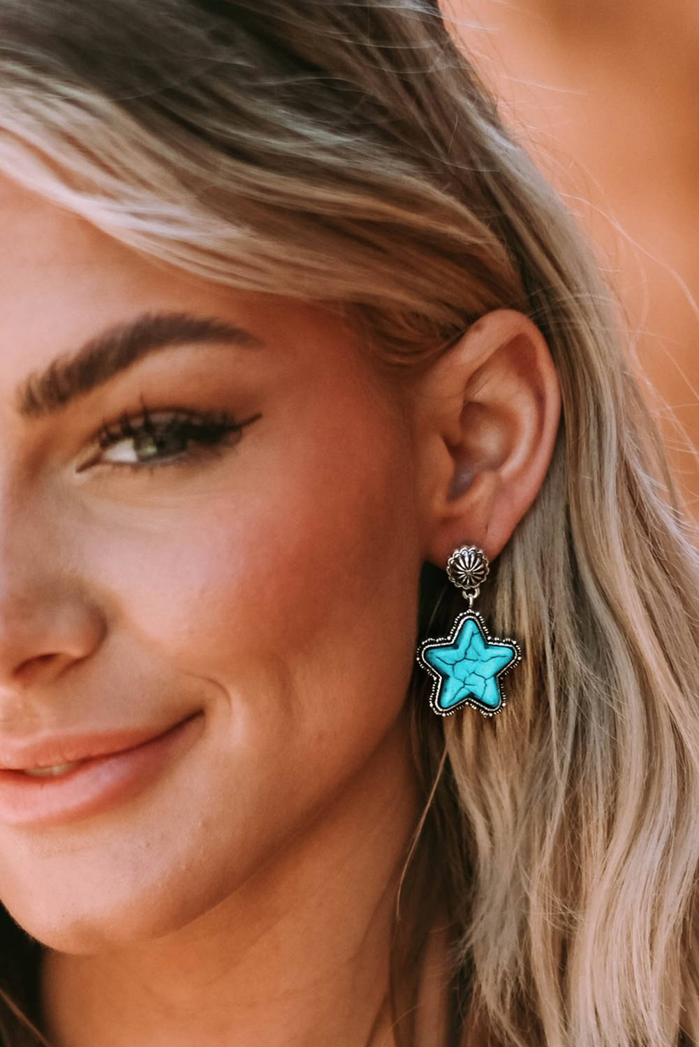 Green Star Dangle Antique Studded Western Earrings - loveforevers