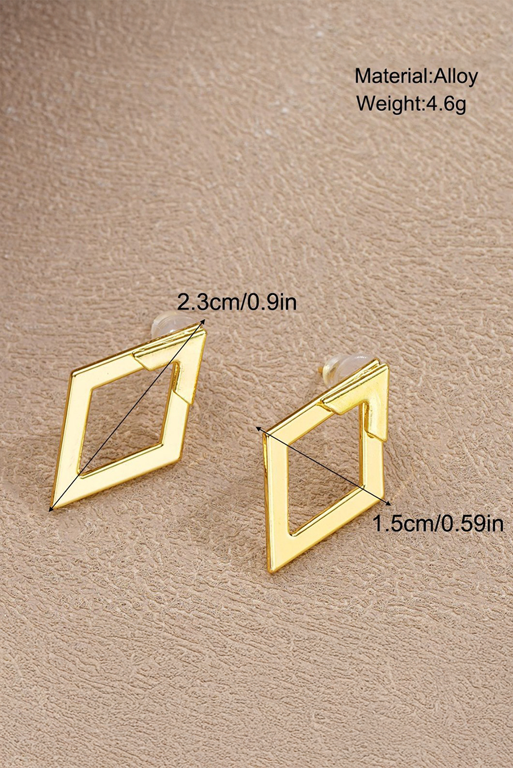 Gold Rhombus Shape Plated Alloy Stud Earrings - loveforevers