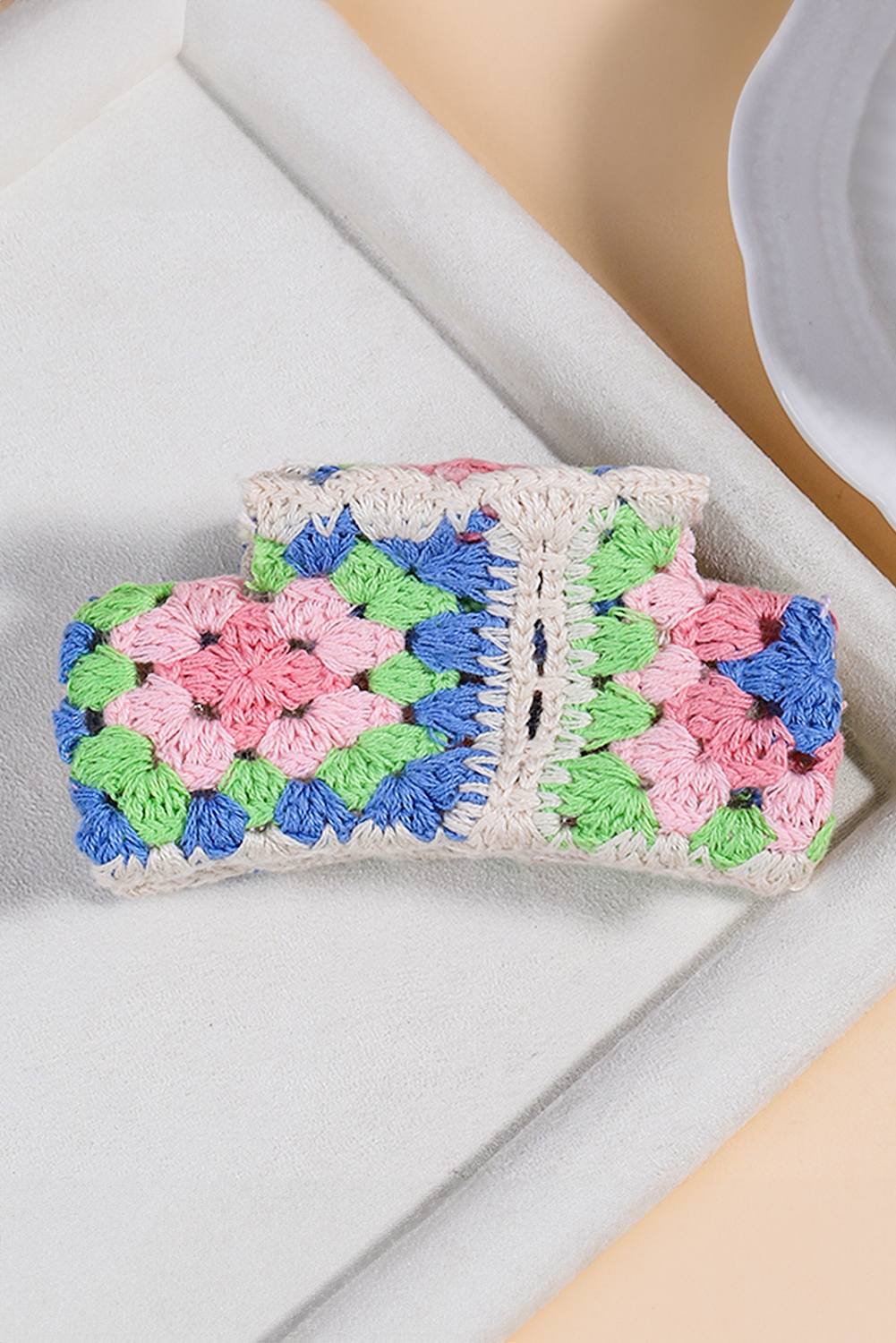 Dark Blue Flower Crochet Cover Hair Clawclip - loveforevers