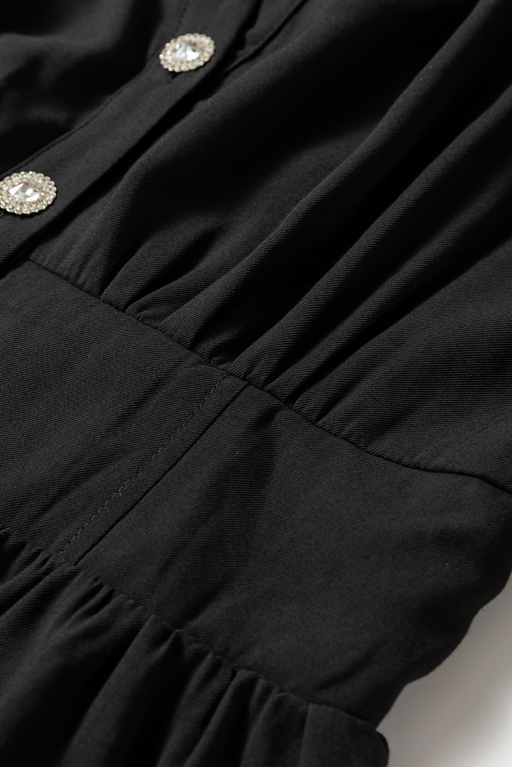 Black Elastic Cinched High Waist Long Sleeve Shirt Mini Dress - loveforevers