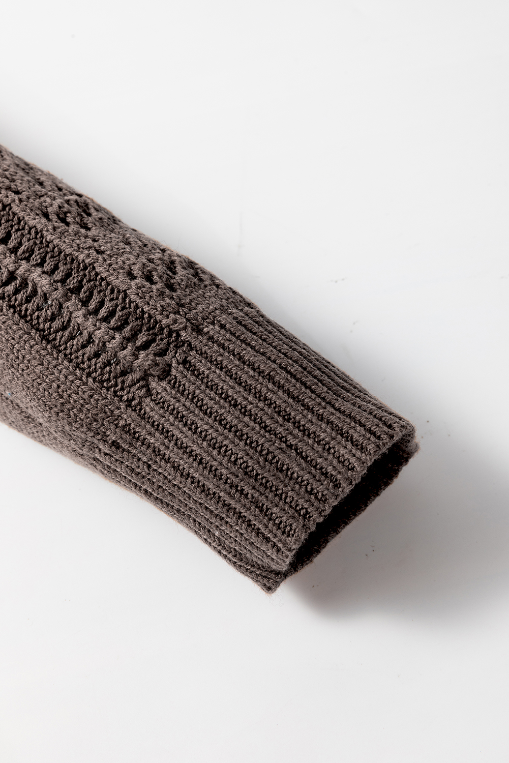 Dark Khaki Open Knit Drop Shoulder Sweater Cardigan - loveforevers