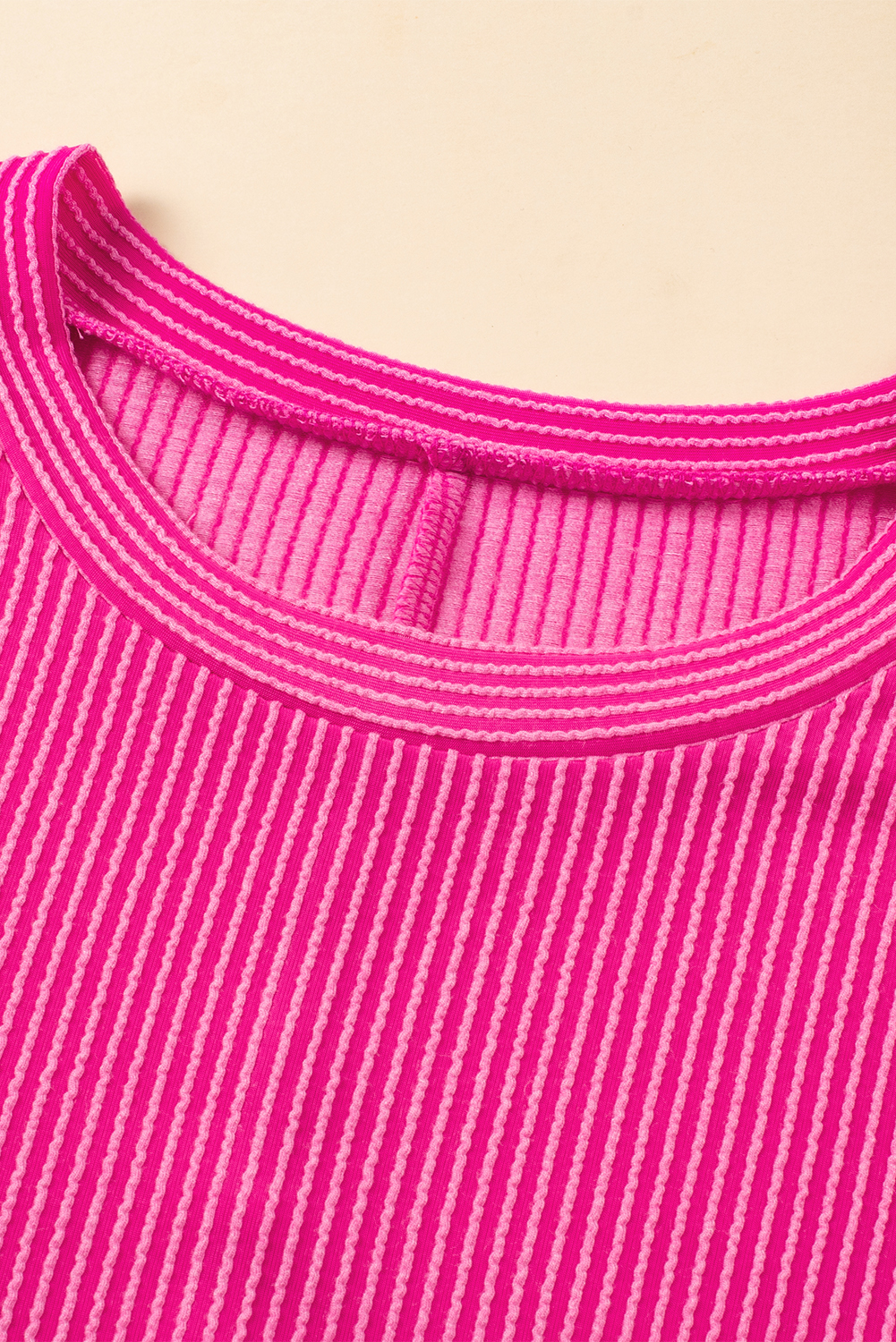Bright Pink Striped Ribbed Knit T-shirt Shift Dress - loveforevers