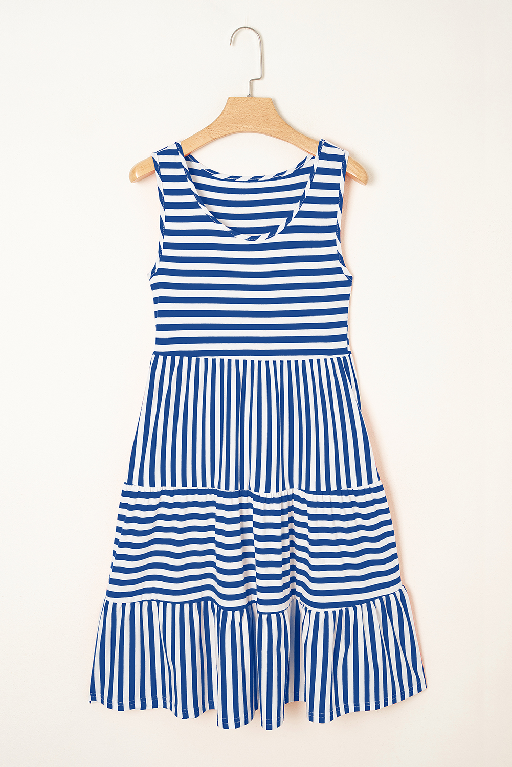 Black Stripe U Neck Sleeveless Loose Fit Mini Dress - loveforevers