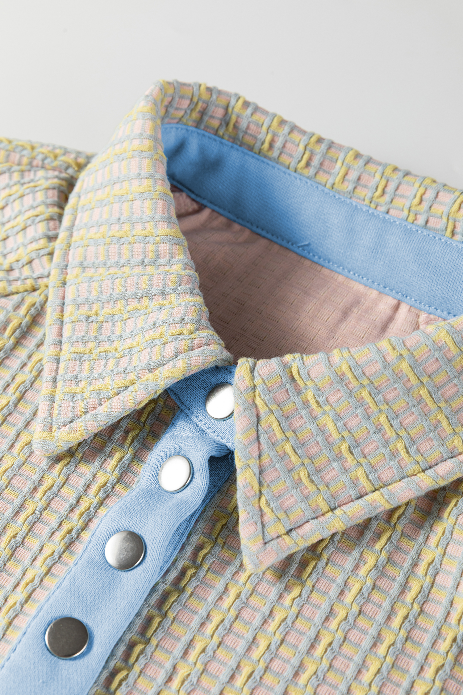 Beau Blue Button Front Jacquard Henley Sweatshirt - loveforevers