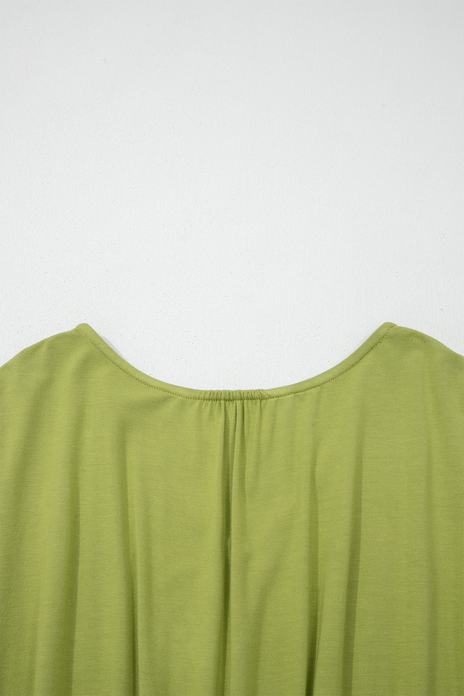 Fern Green Solid V Neck Cap Sleeve Tunic Elastic Waist Versatile Maxi Dress - loveforevers