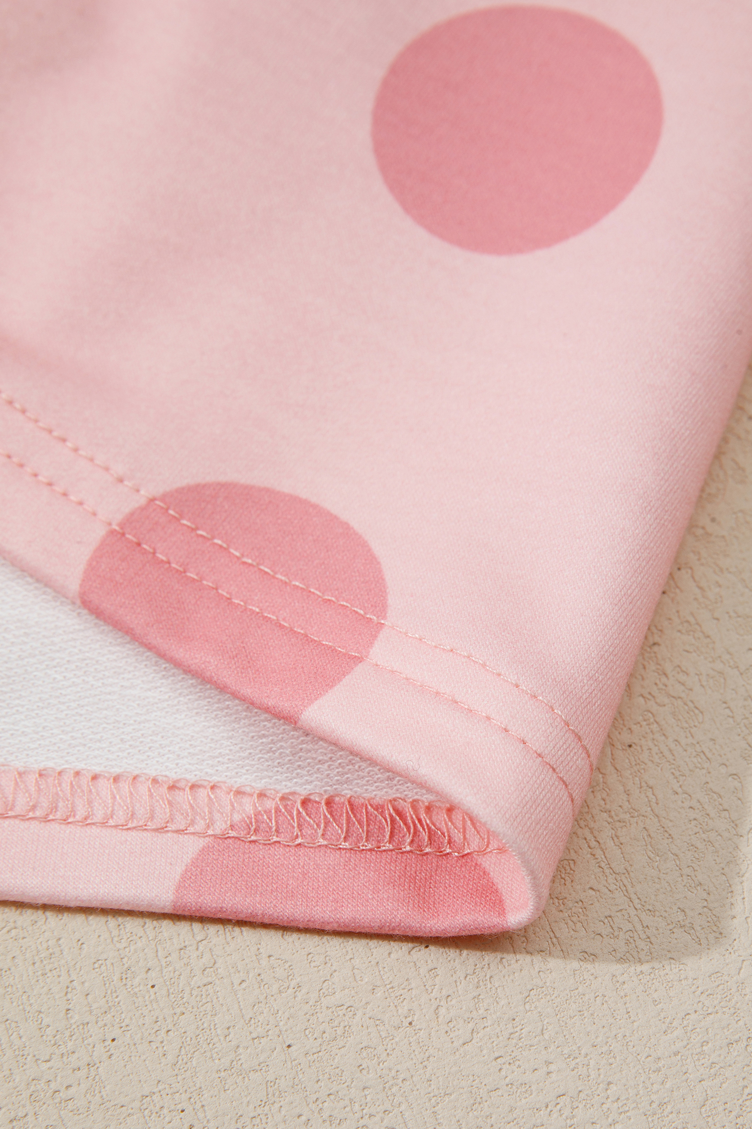 Beige Polka Dot Print Drop Shoulder Pullover Drawstring Jogger Pant Set - loveforevers