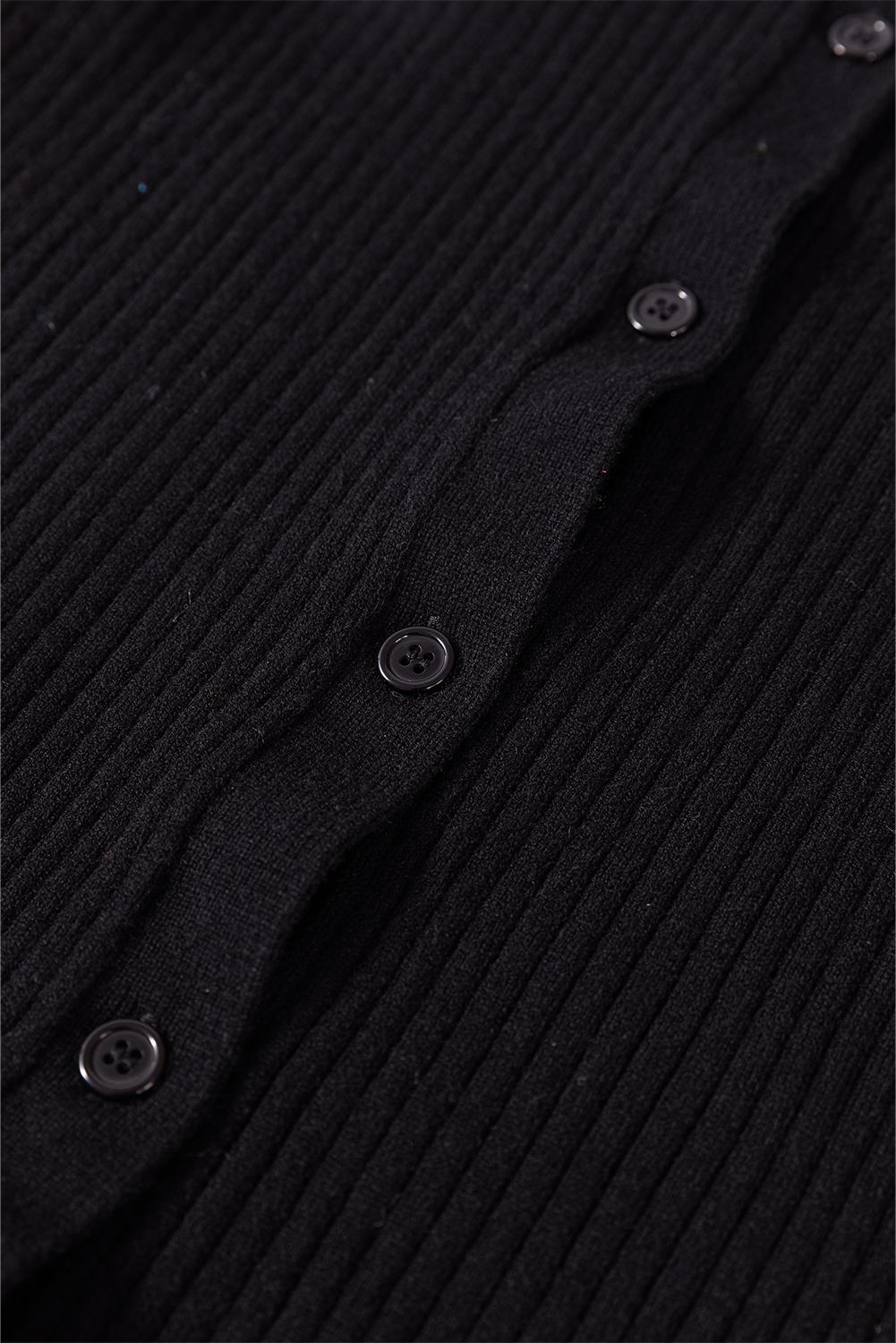 Black Ribbed Knit Collared Slim Fit Sweater Cardigan - loveforevers