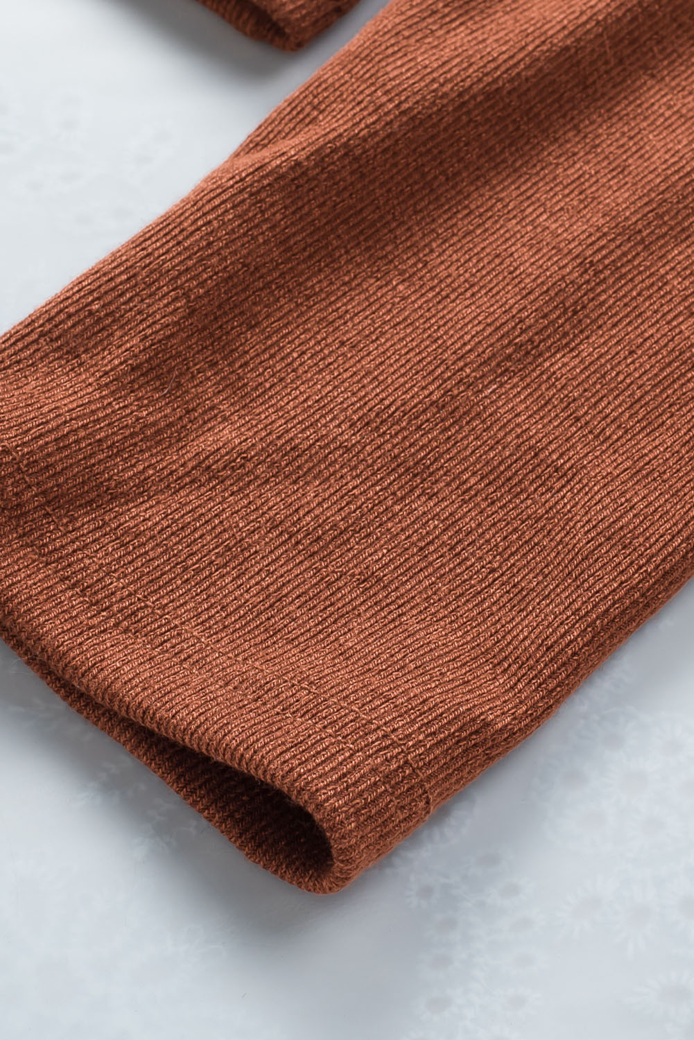 Brown Ribbed Peekaboo Cutout Long Sleeve Top - loveforevers