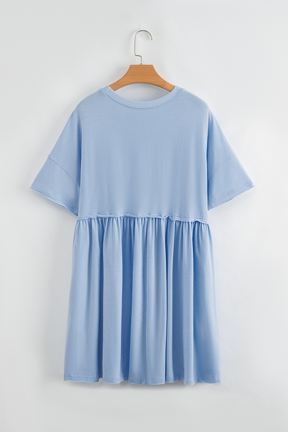 Sky Blue Star and Stripes Sequin Bow Patched T Shirt Babydoll Dress - loveforevers