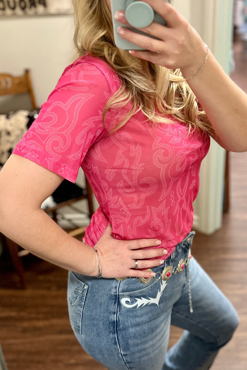 Red Western Girls Mesh T Shirt - loveforevers