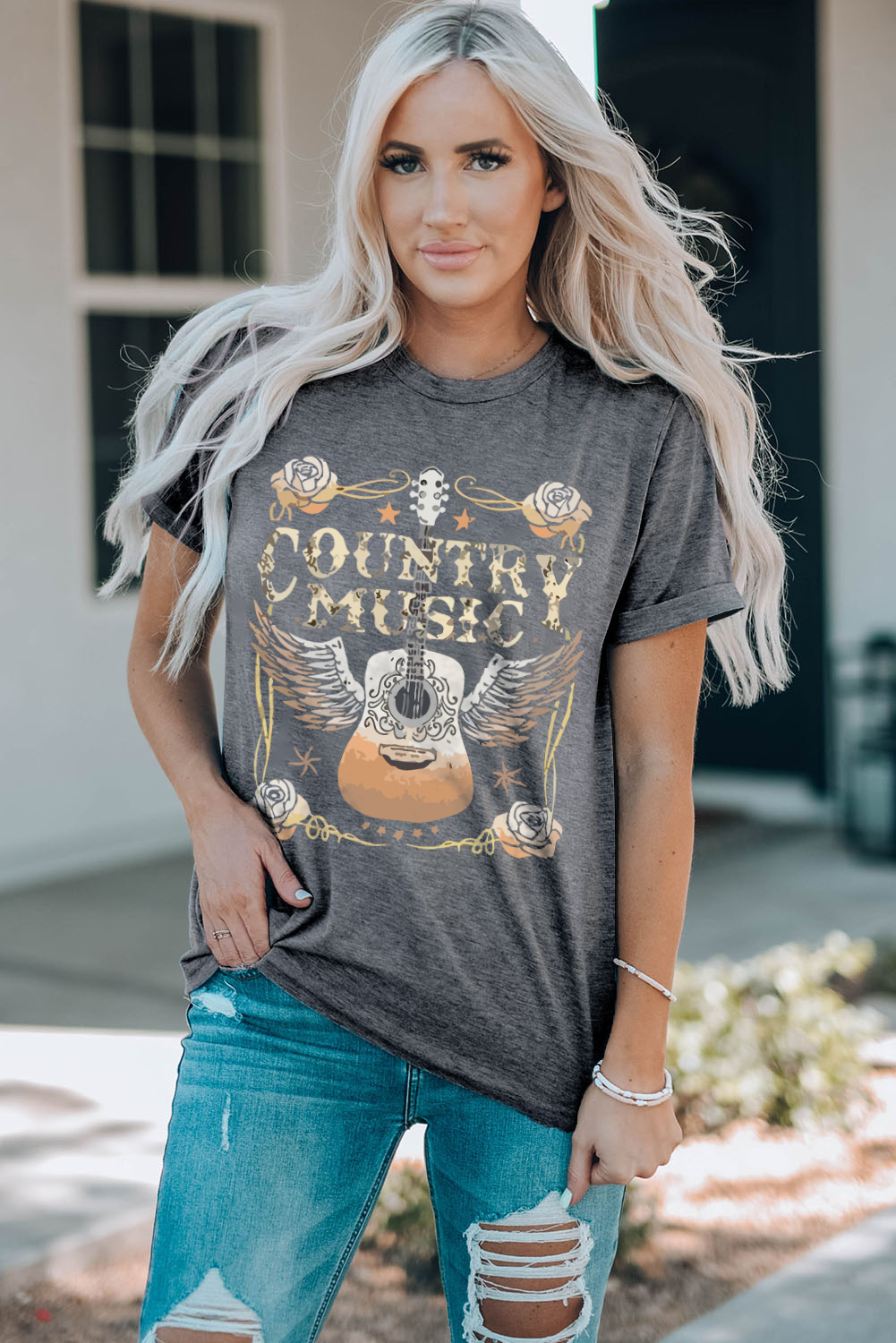 Black Western MAMA Leopard Lightning Graphic Tee - loveforevers