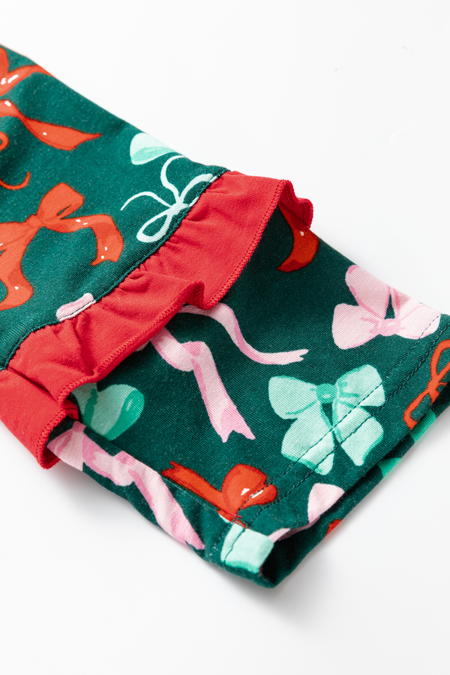 Green Festive Bow Print 2pcs Pajama Pant Set - loveforevers