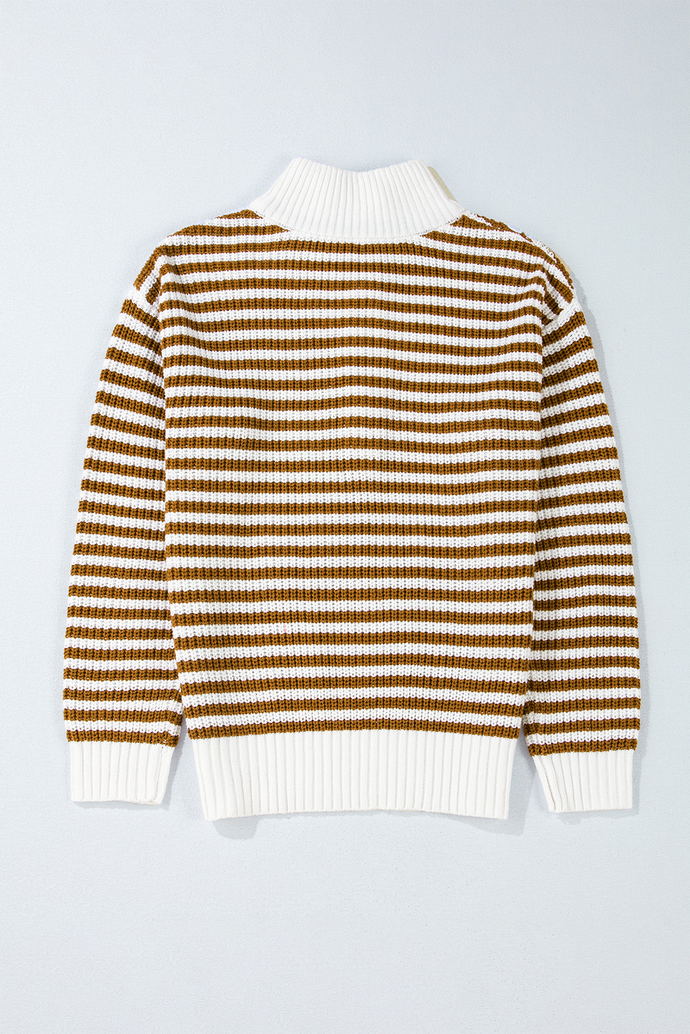 Black Stripe Zip up Collar Drop Shoulder Sweater - loveforevers
