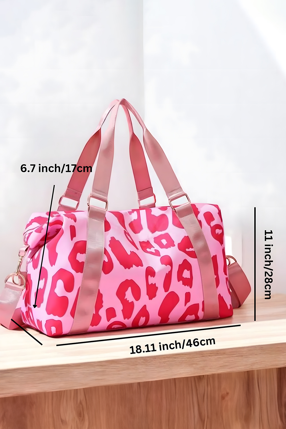 Bright Pink Leopard Print Large Travel Bag - loveforevers