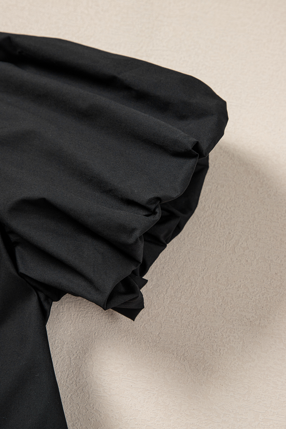 Black Shirt Style Button Down Puff Sleeve Ruffle Hem Dress - loveforevers