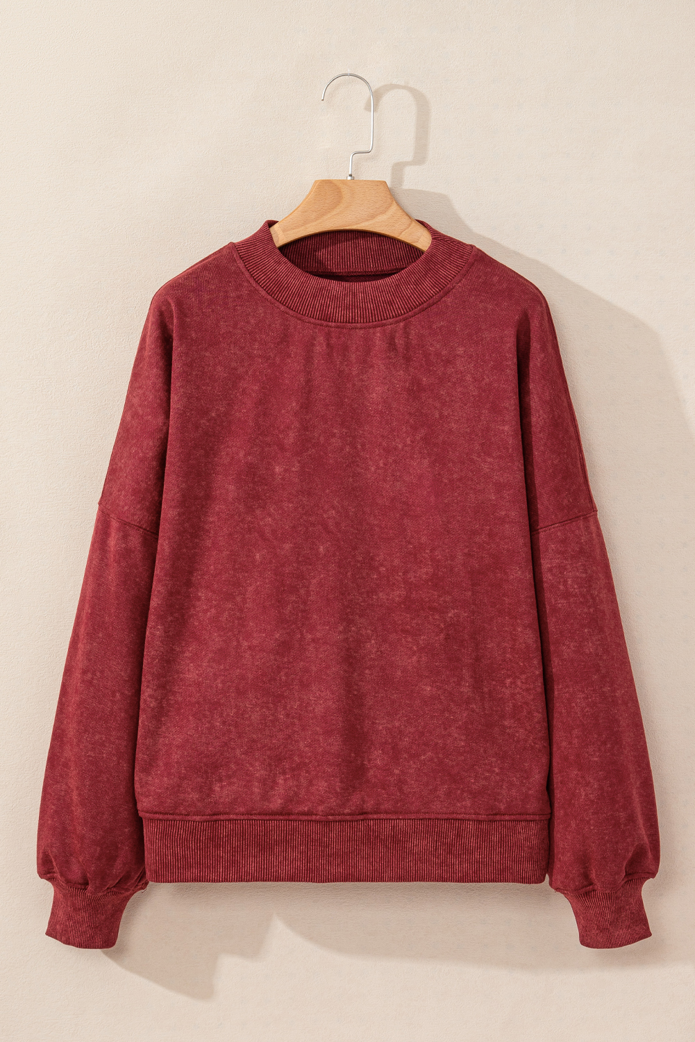 Brown Drop Shoulder Crew Neck Pullover Sweatshirt - loveforevers