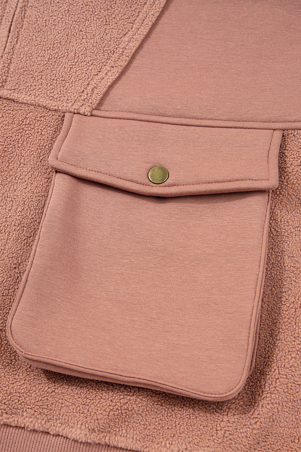 Camel Exposed Seam Side Pockets Half Zipper Baggy Sweatshirt - loveforevers