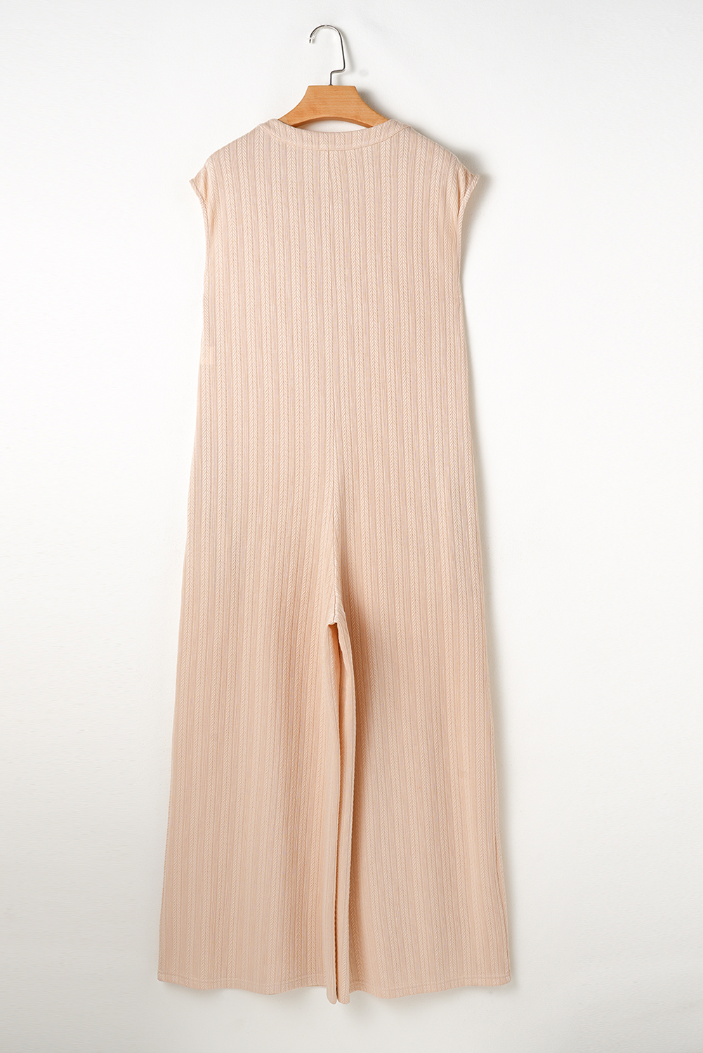 Smoke Gray Textured Buttoned Wide Leg Sleeveless Jumpsuit - loveforevers