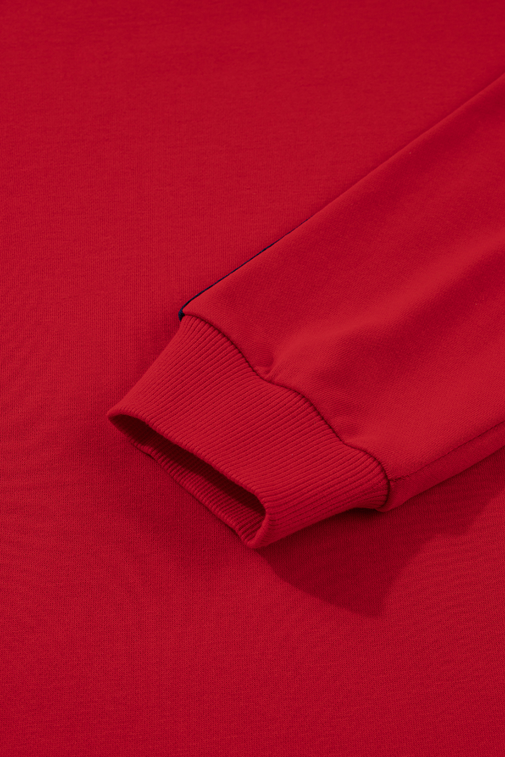 Fiery Red Contrast Striped Detail Varsity Sweatshirt - loveforevers