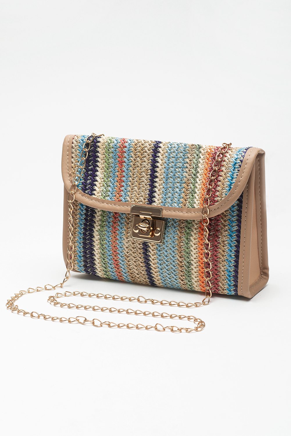 Iceland Blue Striped Crochet Flapped Single Shoulder Bag - loveforevers