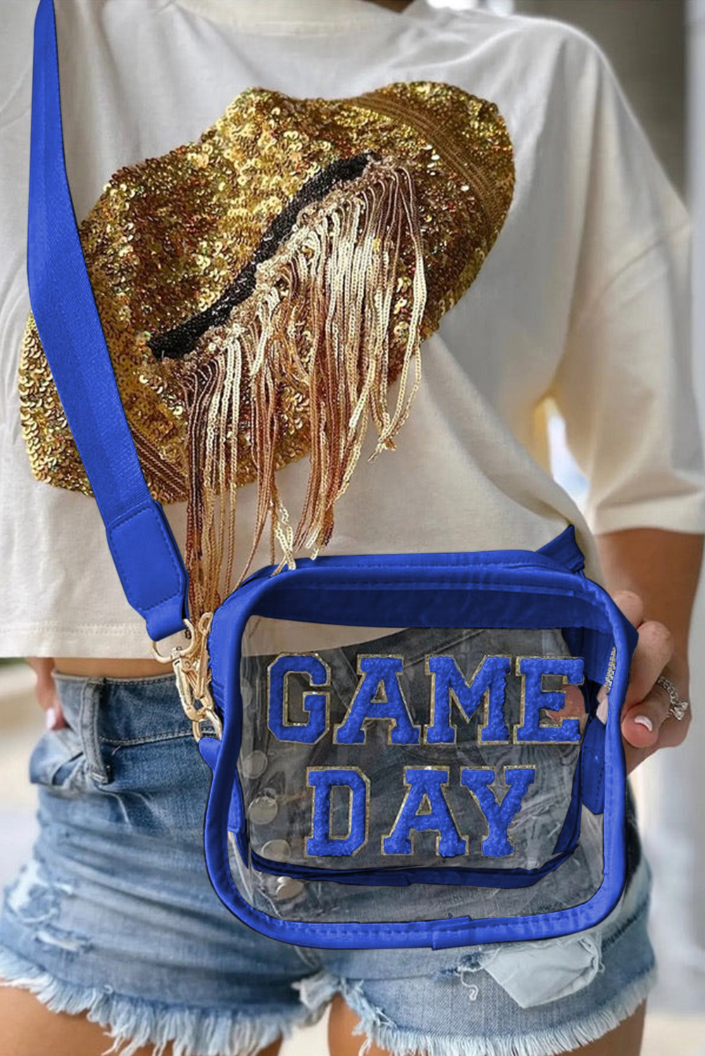 Black GAME DAY Rugby Football Clear Shoulder Bag - loveforevers
