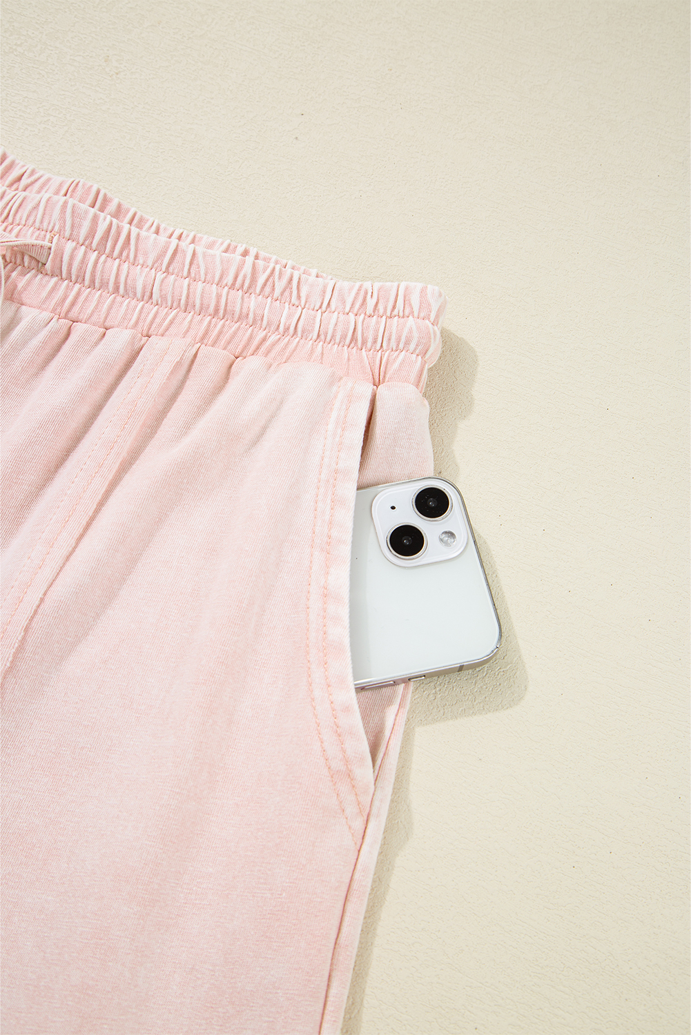 Pink Flower Patch Mineral Washed Terry Knit Cropped Wide Leg Pants - loveforevers