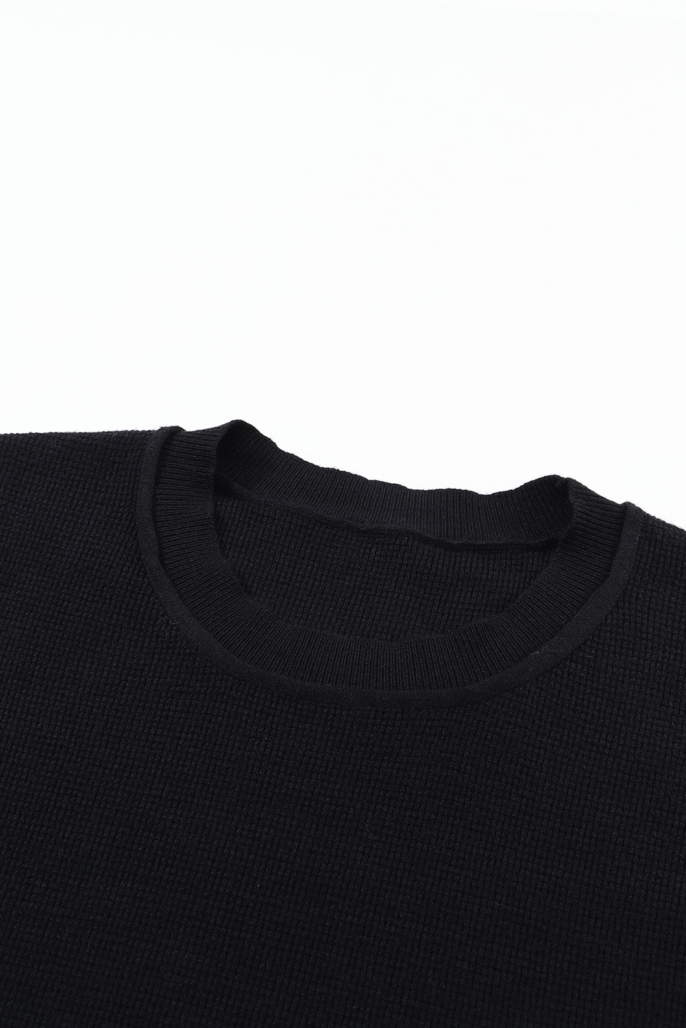 Black Striped Sleeve Plain Knit Sweater - loveforevers