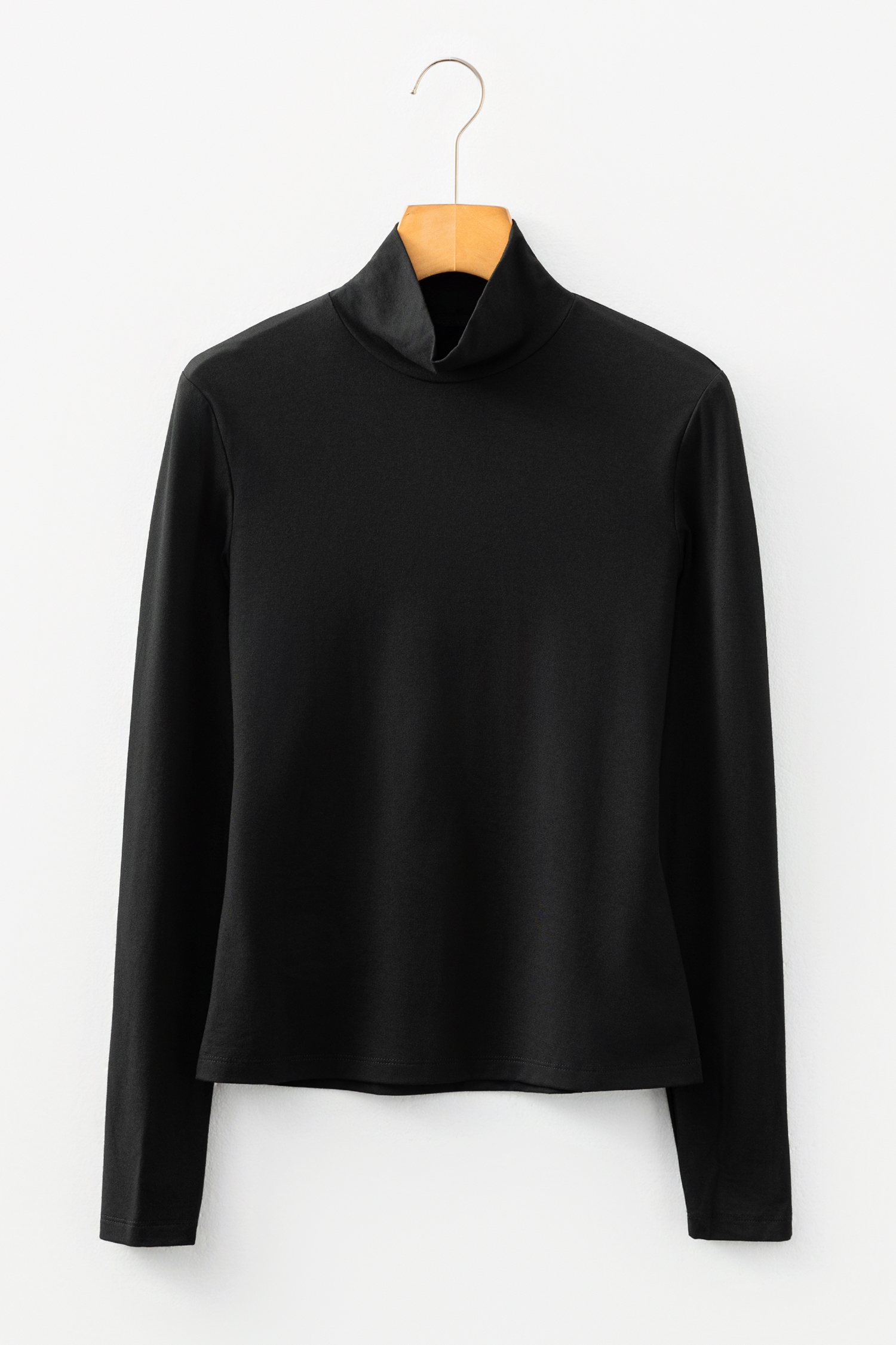 Black Slim Fit High Neck Long Sleeve Basic Top - loveforevers
