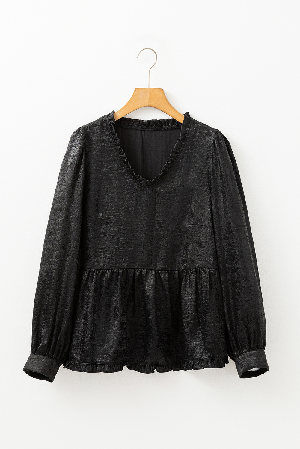 Dearlovers Gold Metallic Frilled V Neck Puff Sleeve Babydoll Blouse - loveforevers