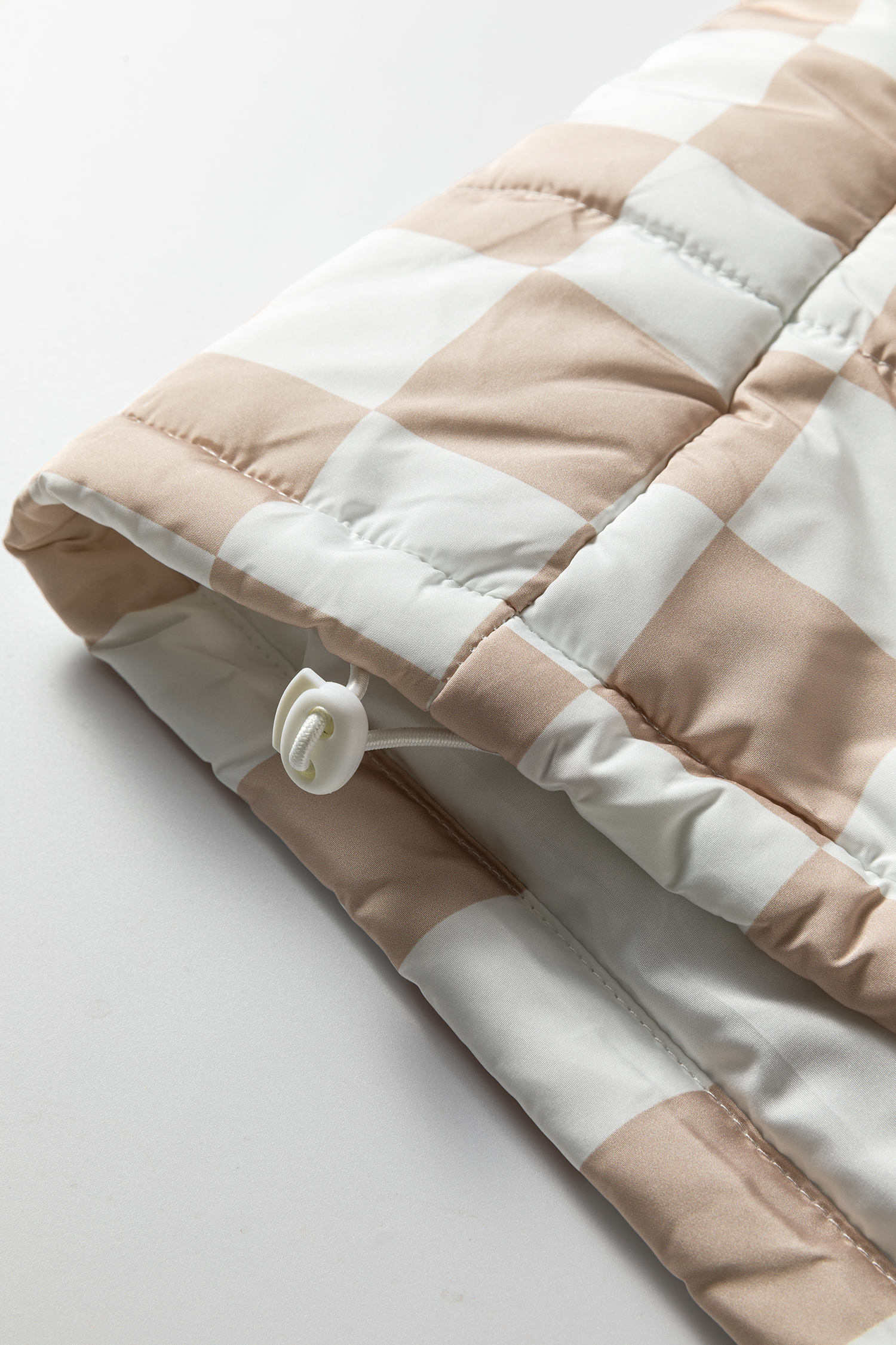 Khaki Contrast Plaid Quilted Button Zip Up Vest - loveforevers