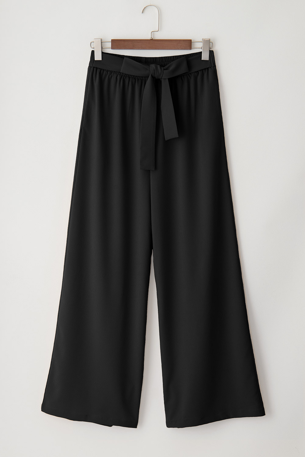 Rose Tan High Waisted Tie Front Side Pocket Wide Leg Flowy Casual Pants - loveforevers