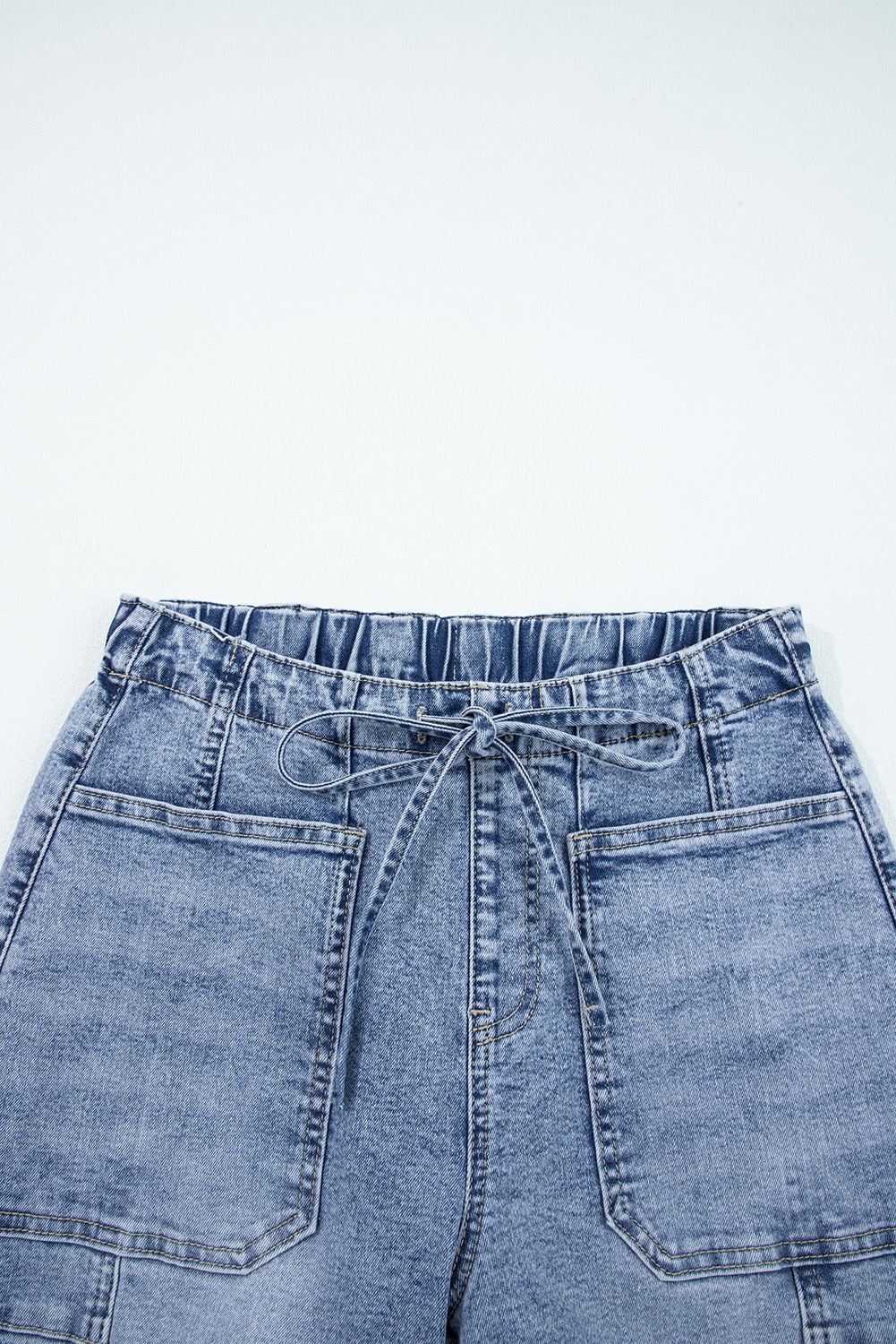 Myosotis Large Patch Pocket Drawstring Paperbag Waist Barrel Jeans - loveforevers