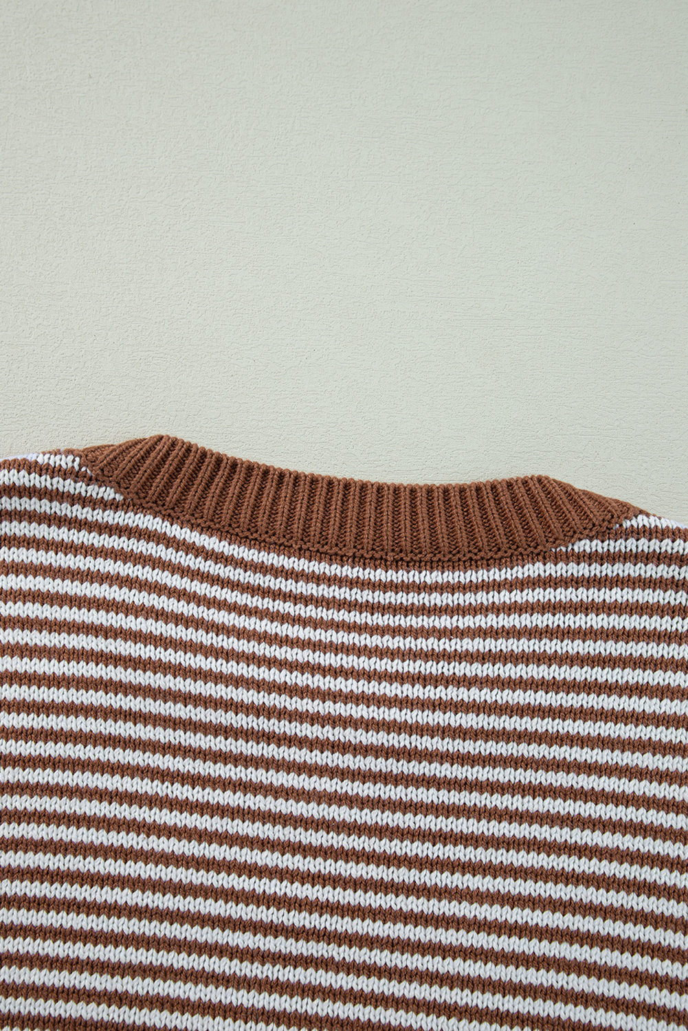 Gray Stripe Geometric Textured Drop Shoulder Sweater - loveforevers