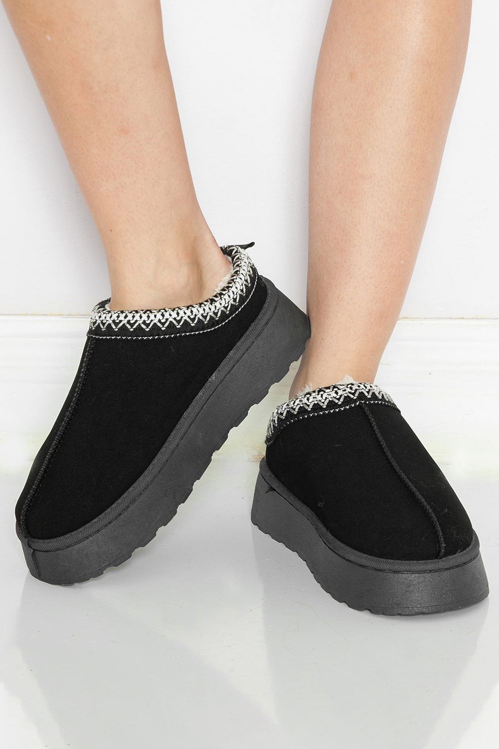 Chestnut Contrast Print Suede Plush Lined Snow Boots - loveforevers